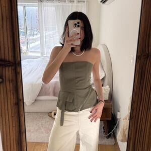 Olive Strapless Utility Top